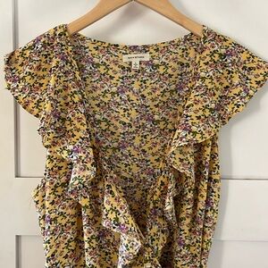Max Studio Yellow Floral Wrap Dress